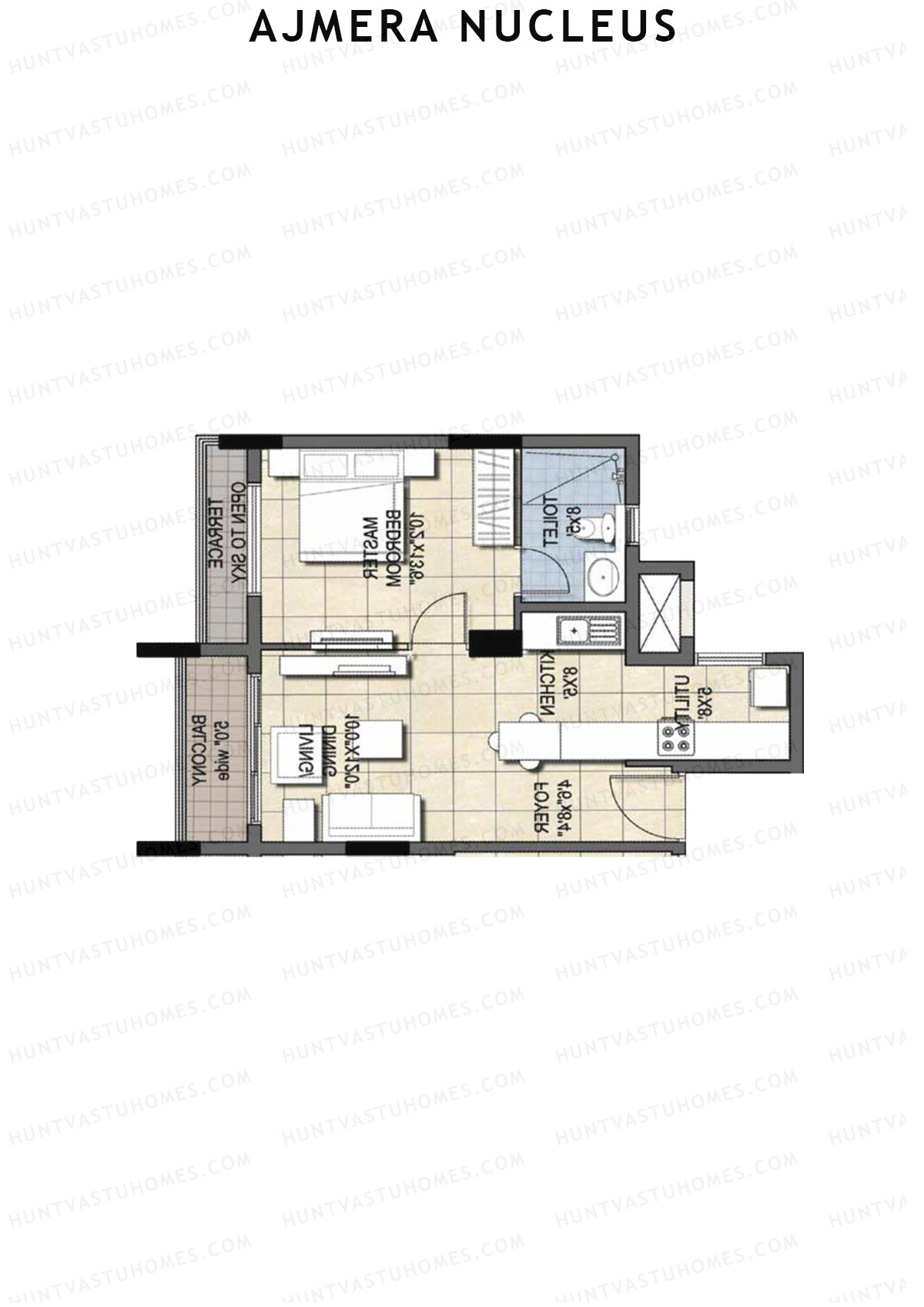 Ajmera Nucleus Wing C Unit 10 (Type EWS2) Floor Plan