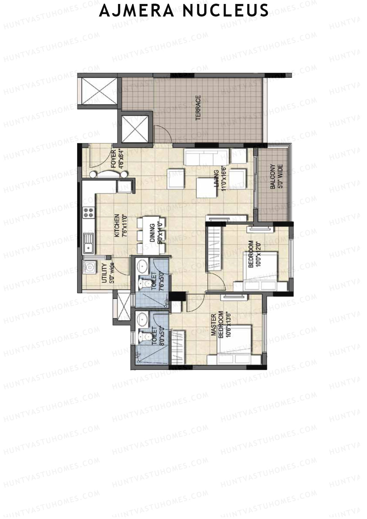 Ajmera Nucleus Wing C Unit 1 (Type 1) Floor Plan