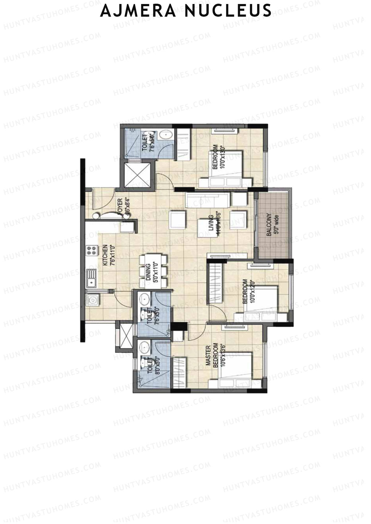 Ajmera Nucleus Wing C Unit 1 (Type 2) Floor Plan