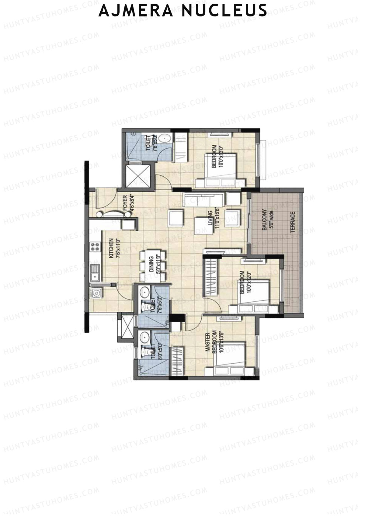Ajmera Nucleus Wing C Unit 1 (Type 2) Floor Plan