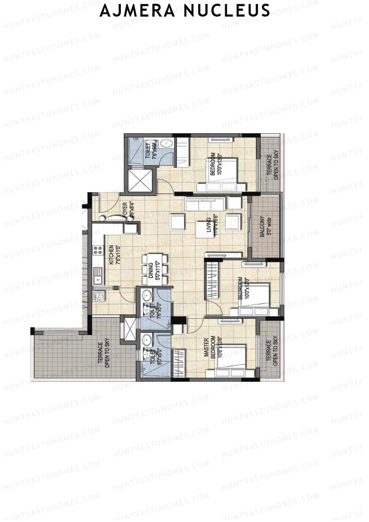 Ajmera Nucleus Wing C Unit 1 (Type 2) Floor Plan
