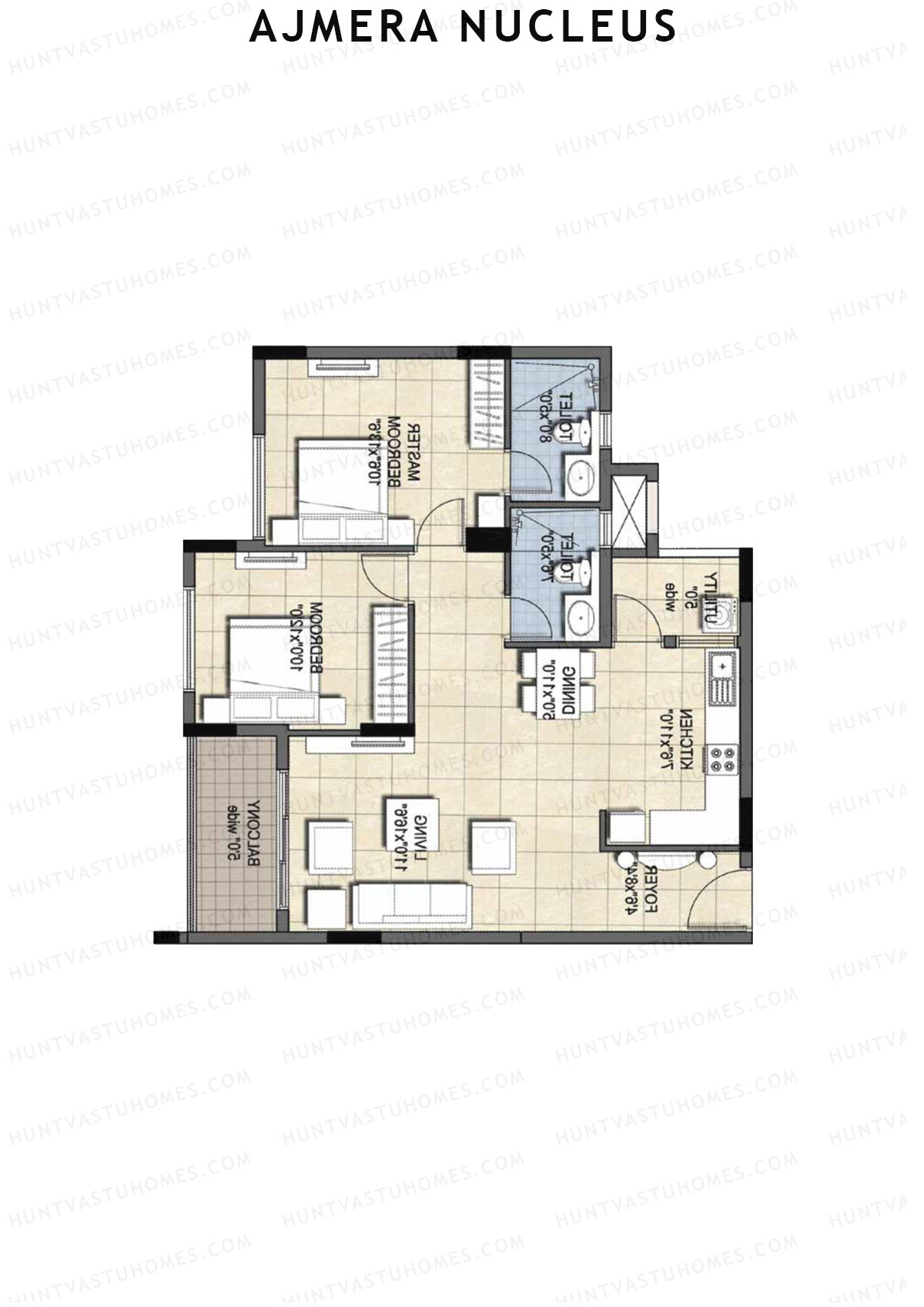 Ajmera Nucleus Wing C Unit 3 (Type 1) Floor Plan