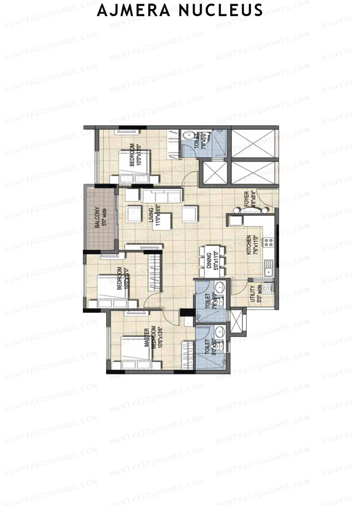Ajmera Nucleus Wing C Unit 4 (Type 1) Floor Plan