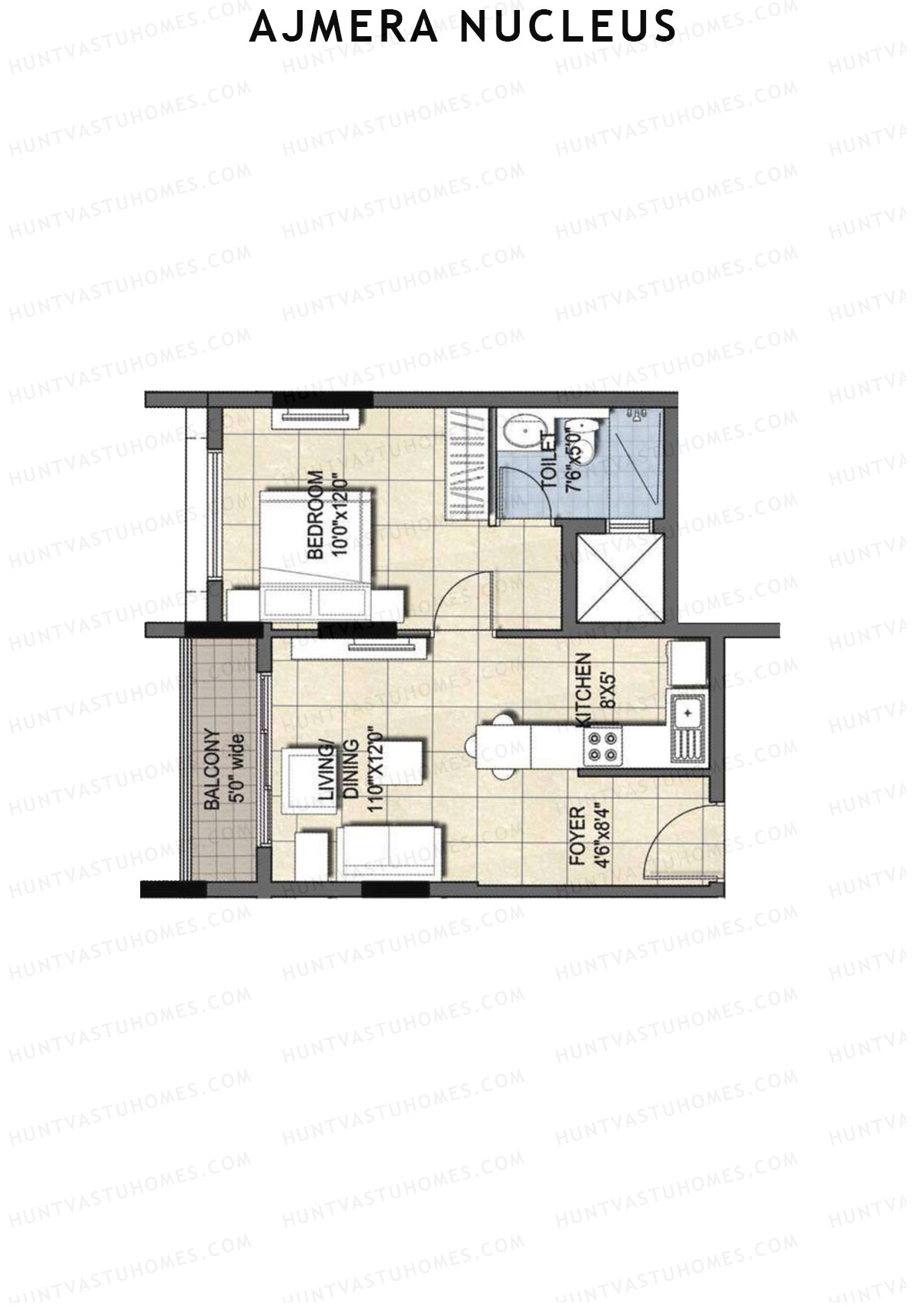 Ajmera Nucleus Wing C Unit 4 ( EWS1) Floor Plan