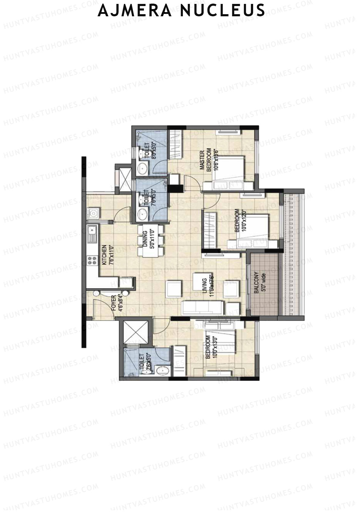 Ajmera Nucleus Wing C Unit 5 (Type 2) Floor Plan