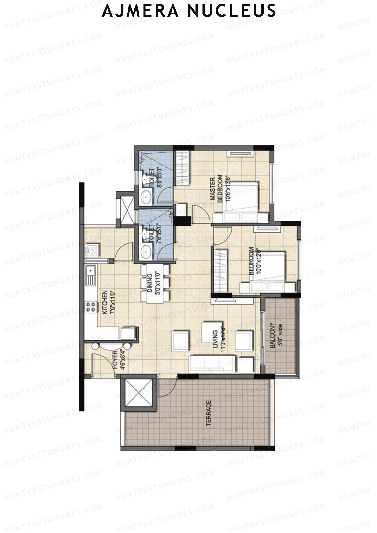 Ajmera Nucleus Wing C Unit 6 (Type 1) Floor Plan