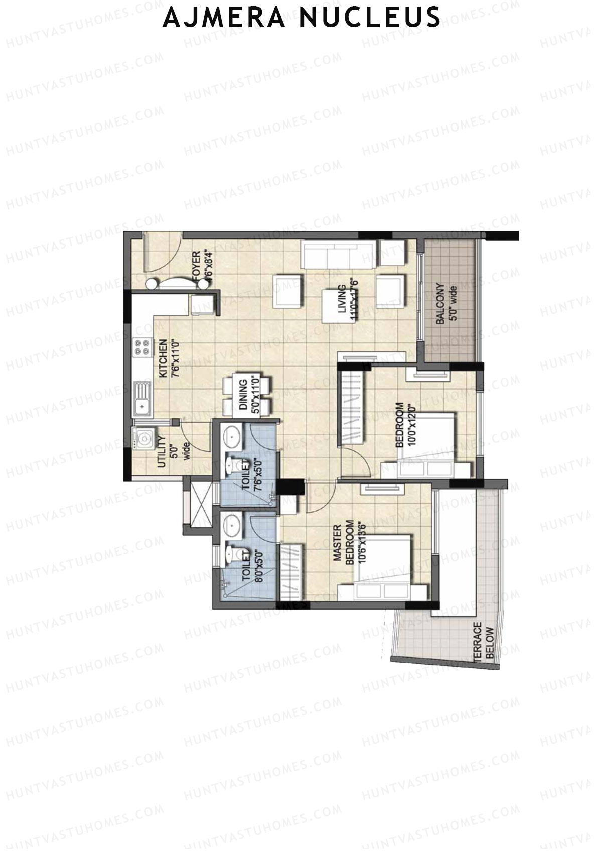 Ajmera Nucleus Wing C Unit 6 (Type 1) Floor Plan