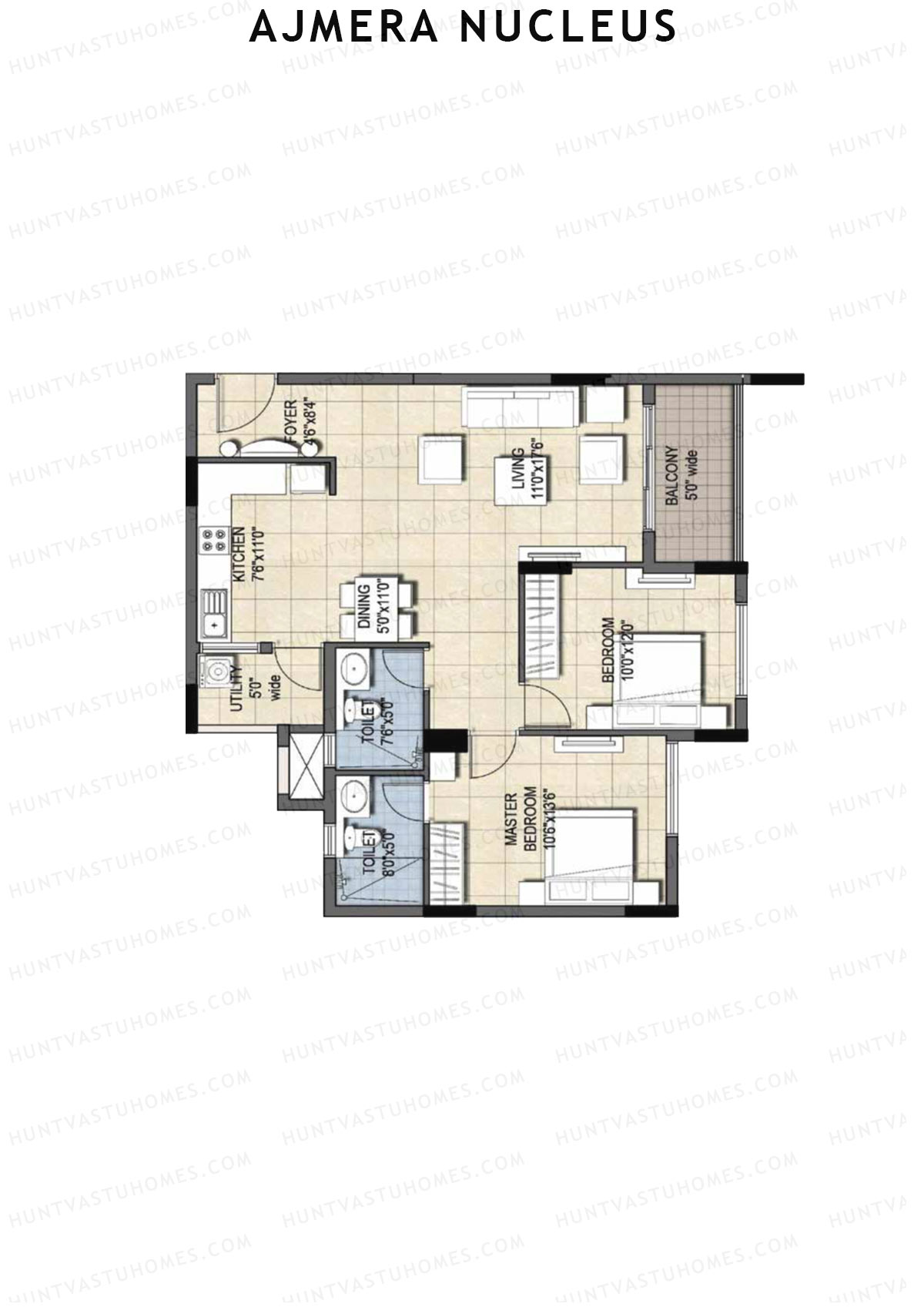 Ajmera Nucleus Wing C Unit 6 (Type 2) Floor Plan