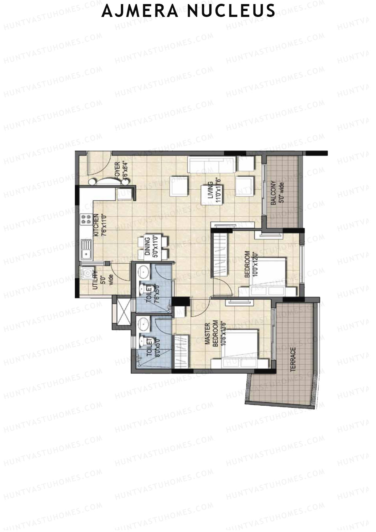 Ajmera Nucleus Wing C Unit 7 (Type 1) Floor Plan