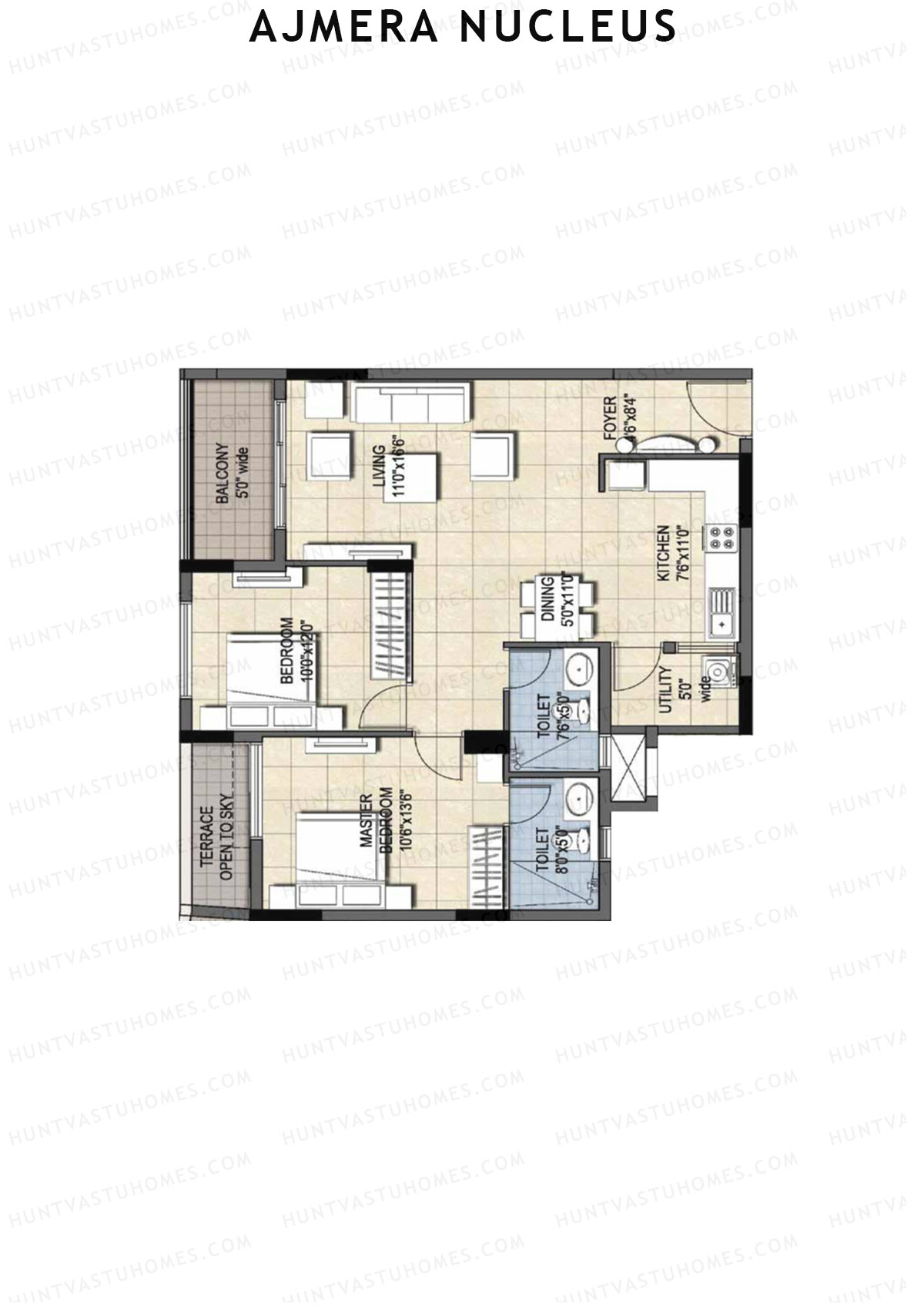 Ajmera Nucleus Wing C Unit 7 (Type 1) Floor Plan