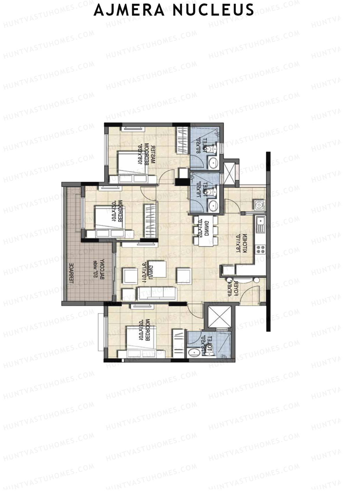 Ajmera Nucleus Wing C Unit 8 (Type 2) Floor Plan