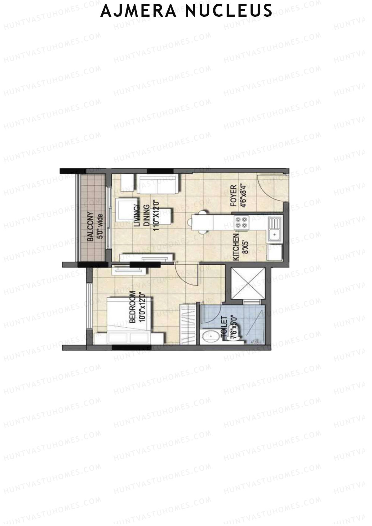 Ajmera Nucleus Wing C Unit 9 (Type EWS1) Floor Plan
