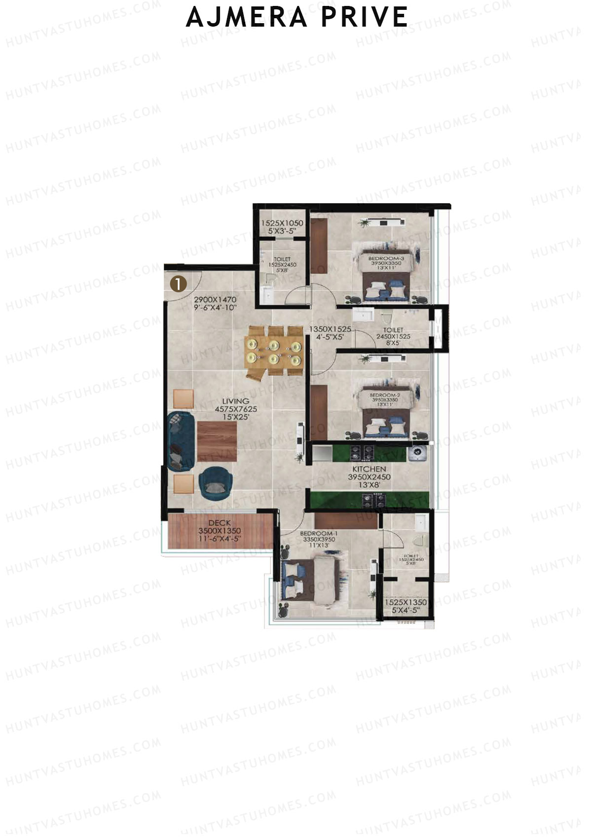 Ajmera Prive Block A Unit 1 Floor Plan