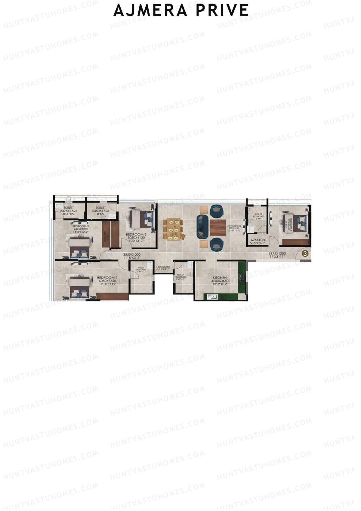 Ajmera Prive Block A Unit 3 Floor Plan
