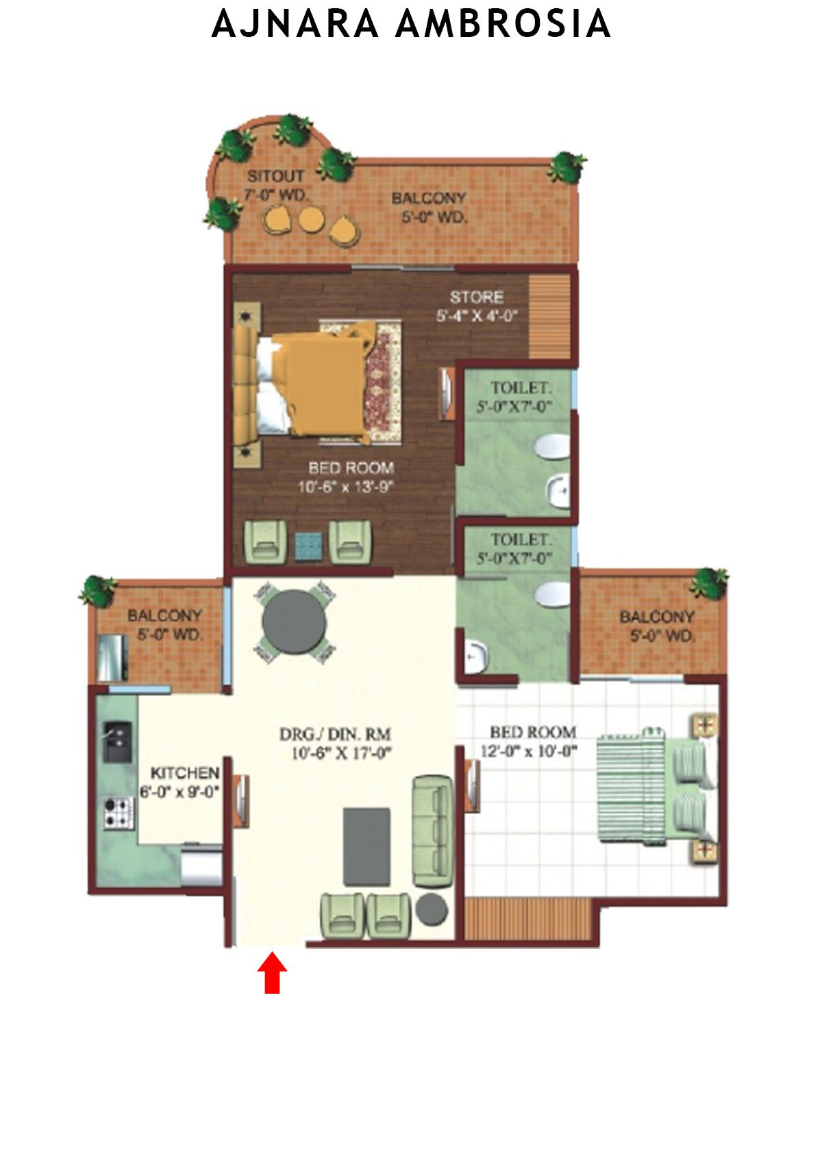 Ajnara Ambrosia Tower A Unit 2, 4 Floor Plan