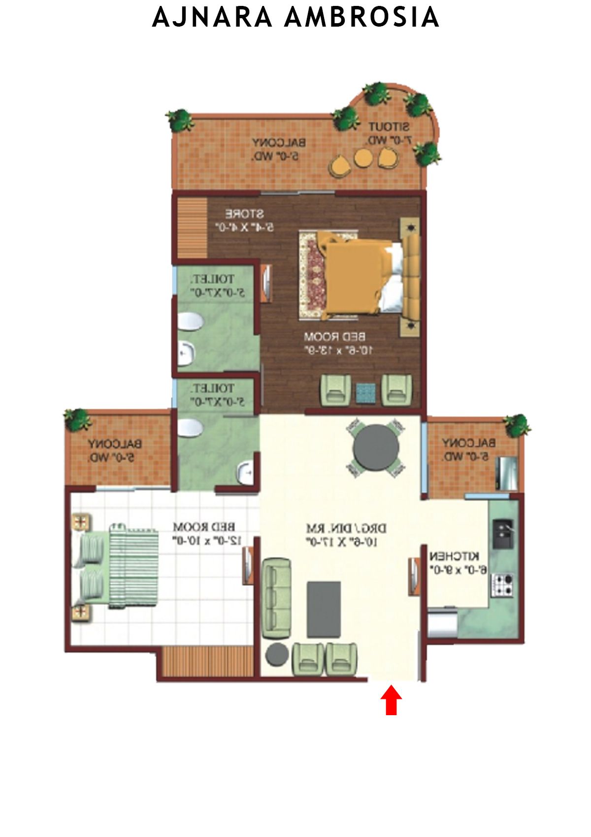 Ajnara Ambrosia Tower C Unit 1, 3 Floor Plan