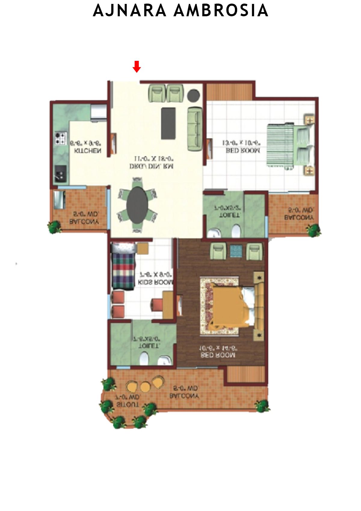 Ajnara Ambrosia Tower D Unit 5, 7 Floor Plan