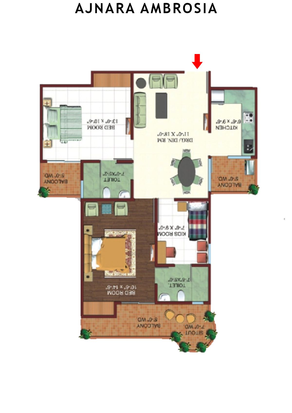 Ajnara Ambrosia Tower D Unit 6, 8 Floor Plan