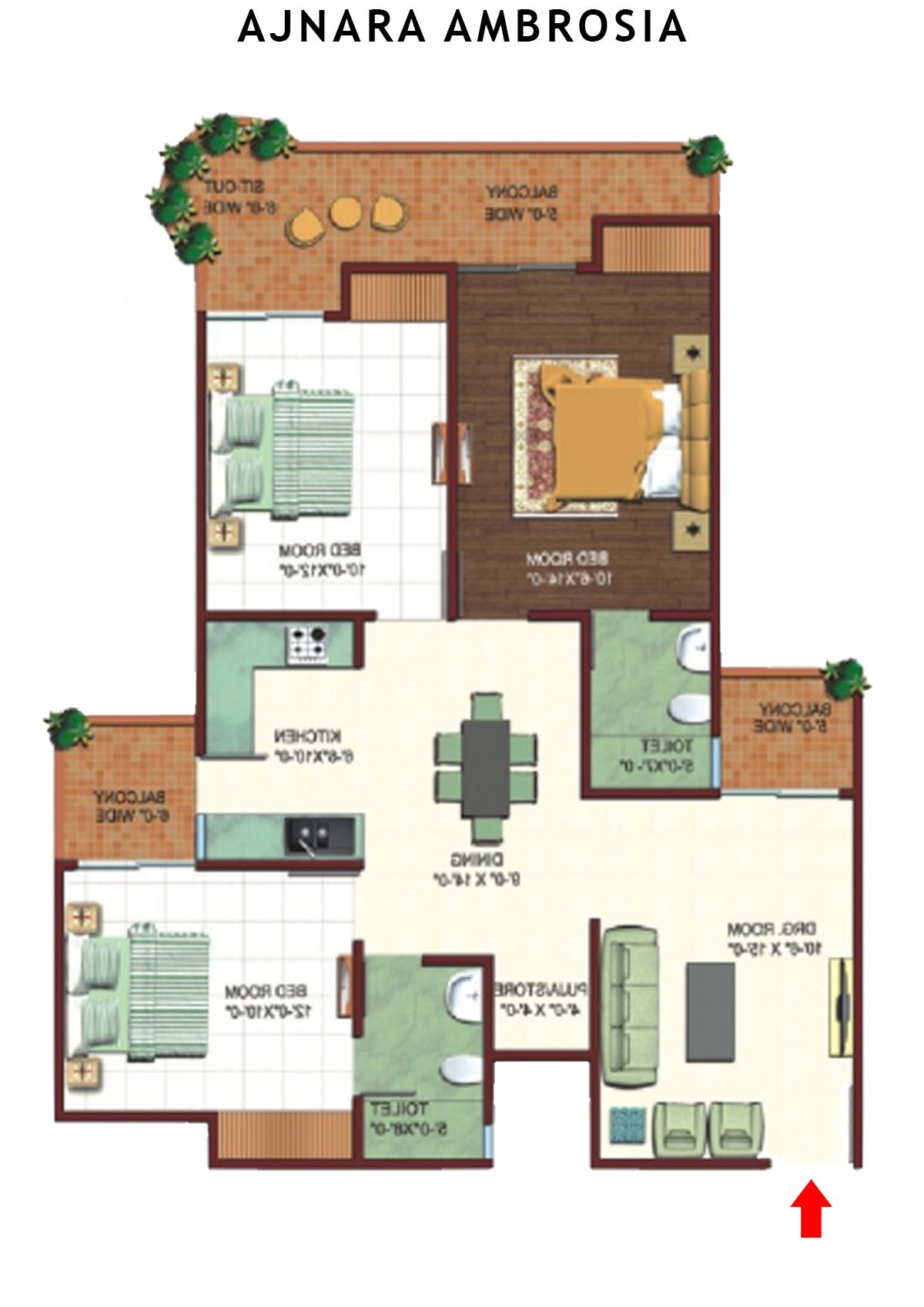 Ajnara Ambrosia Tower E Unit 1 Floor Plan