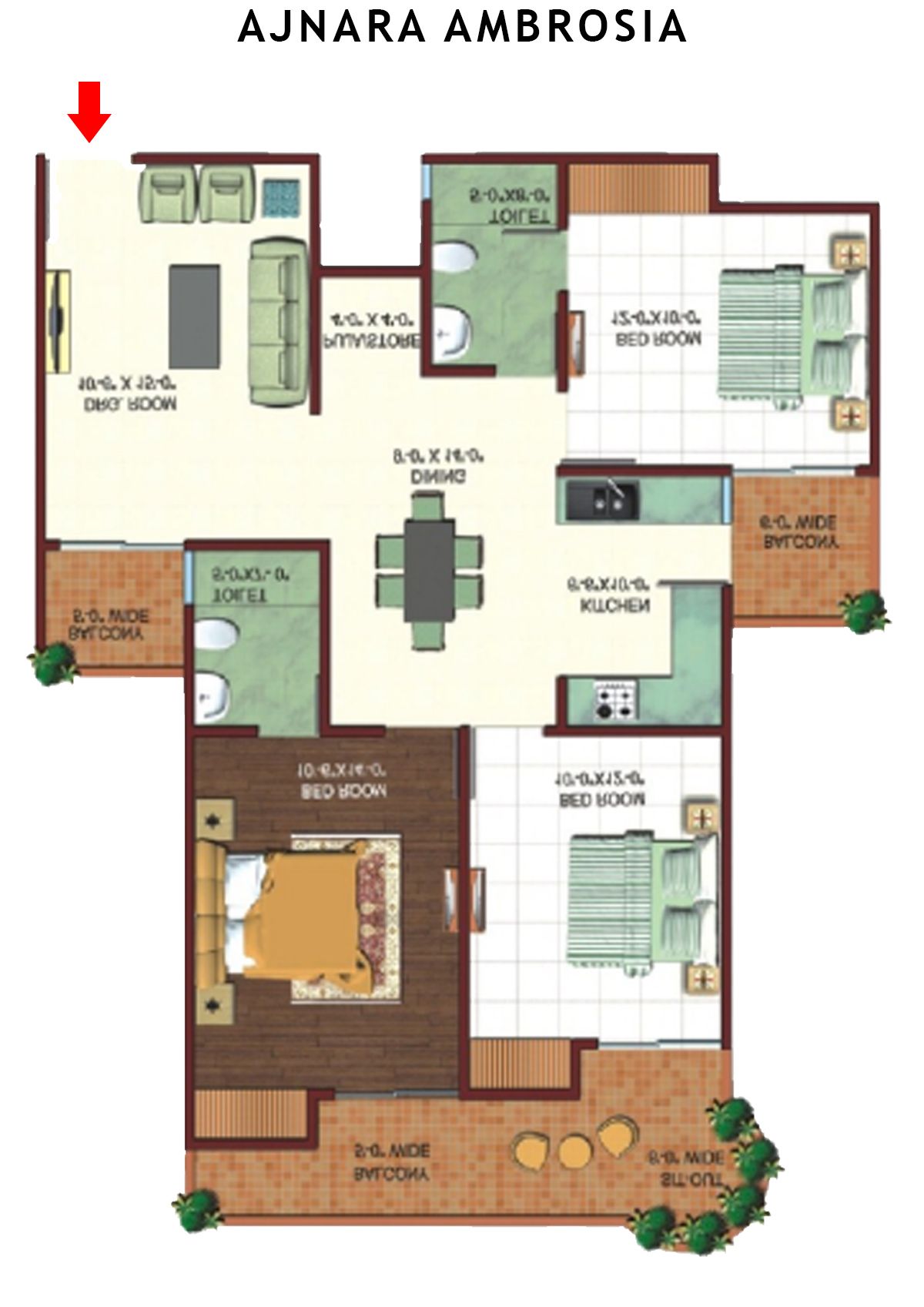Ajnara Ambrosia Tower E Unit 4, 5 Floor Plan
