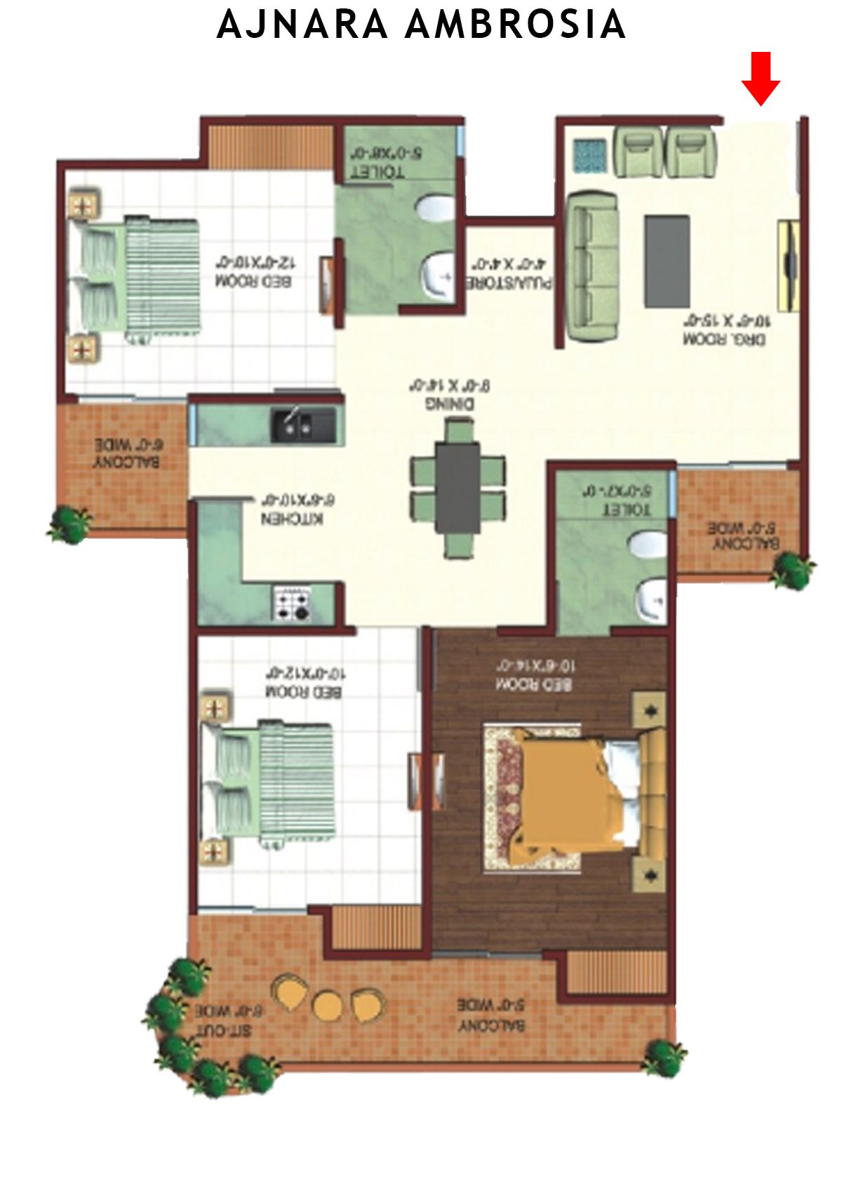 Ajnara Ambrosia Tower E Unit 6 Floor Plan