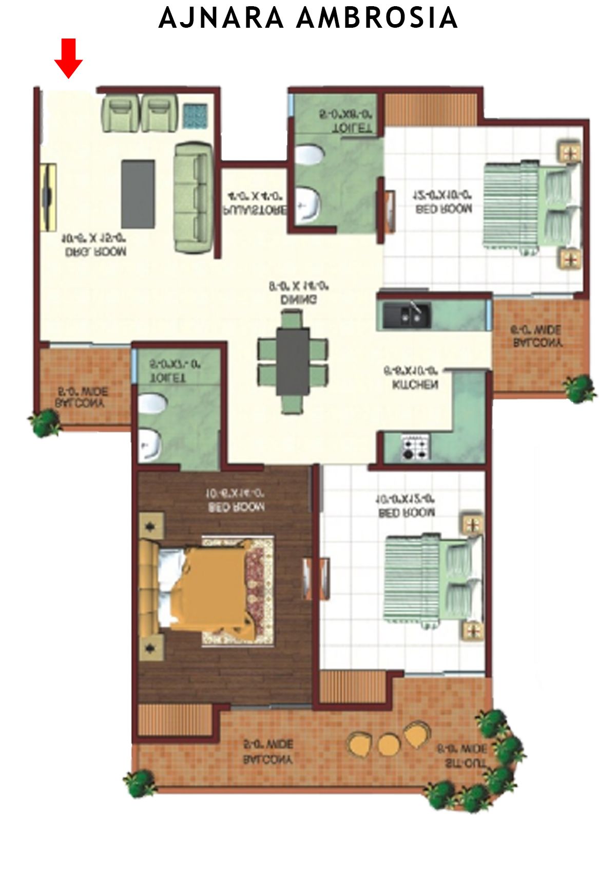 Ajnara Ambrosia Tower F Unit 1 Floor Plan