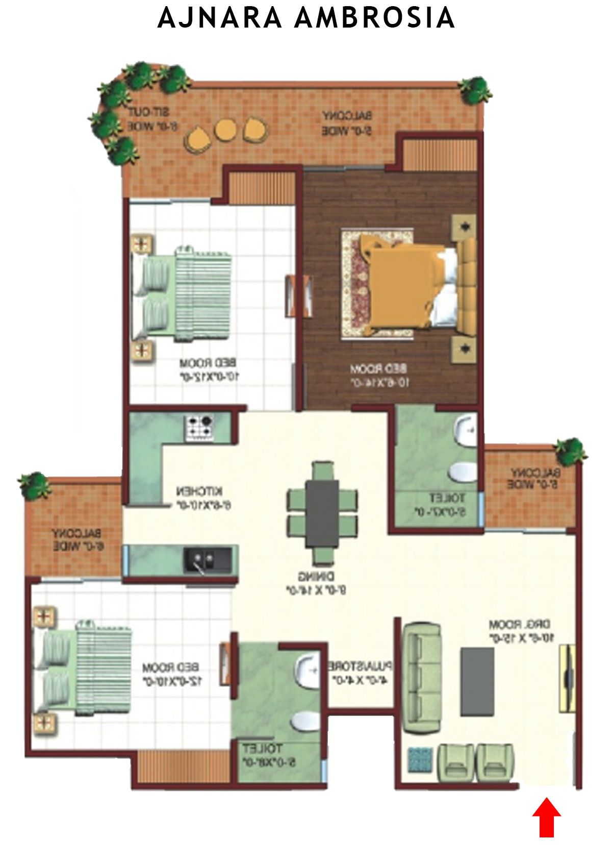 Ajnara Ambrosia Tower F Unit 5 Floor Plan