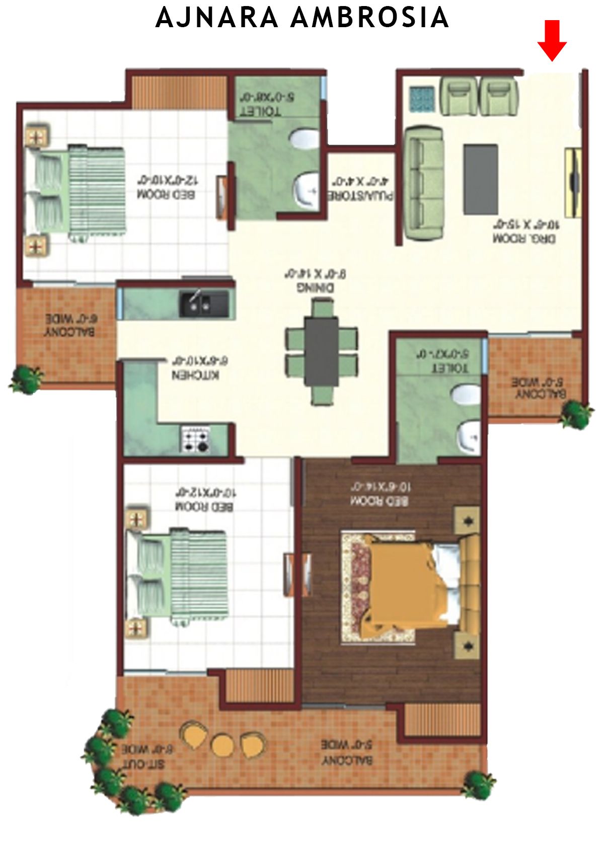 Ajnara Ambrosia Tower F Unit 6 Floor Plan