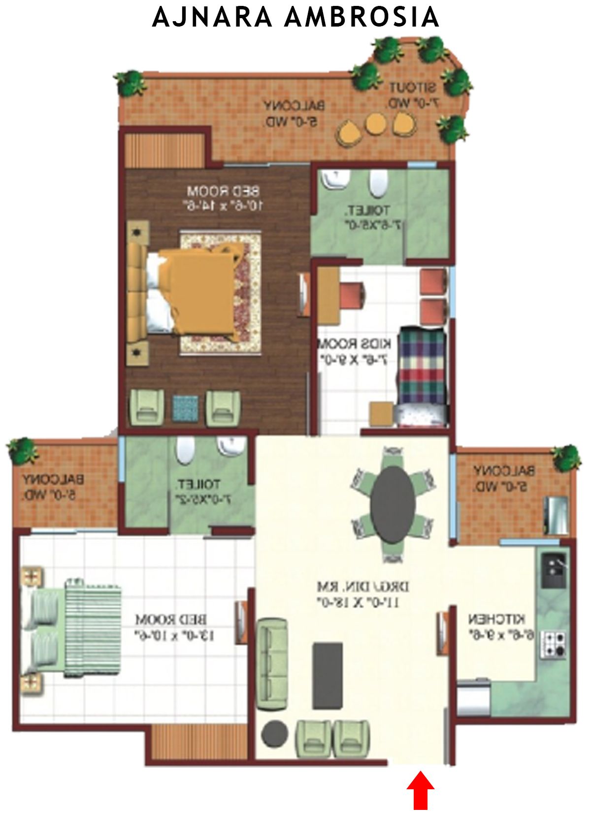 Ajnara Ambrosia Tower G Unit 1, 3 Floor Plan
