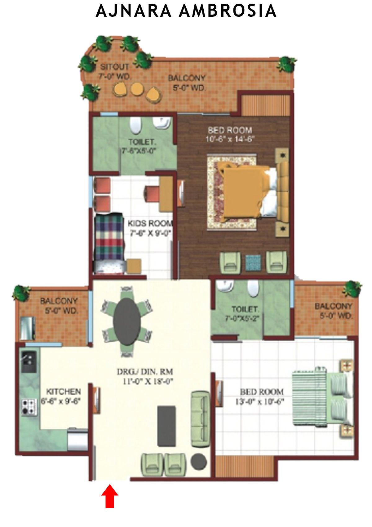 Ajnara Ambrosia Tower G Unit 2, 4 Floor Plan