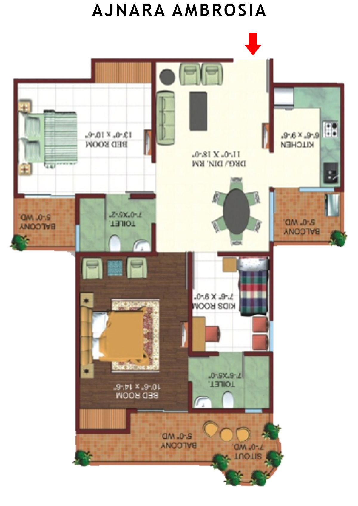 Ajnara Ambrosia Tower G Unit 6, 8 Floor Plan