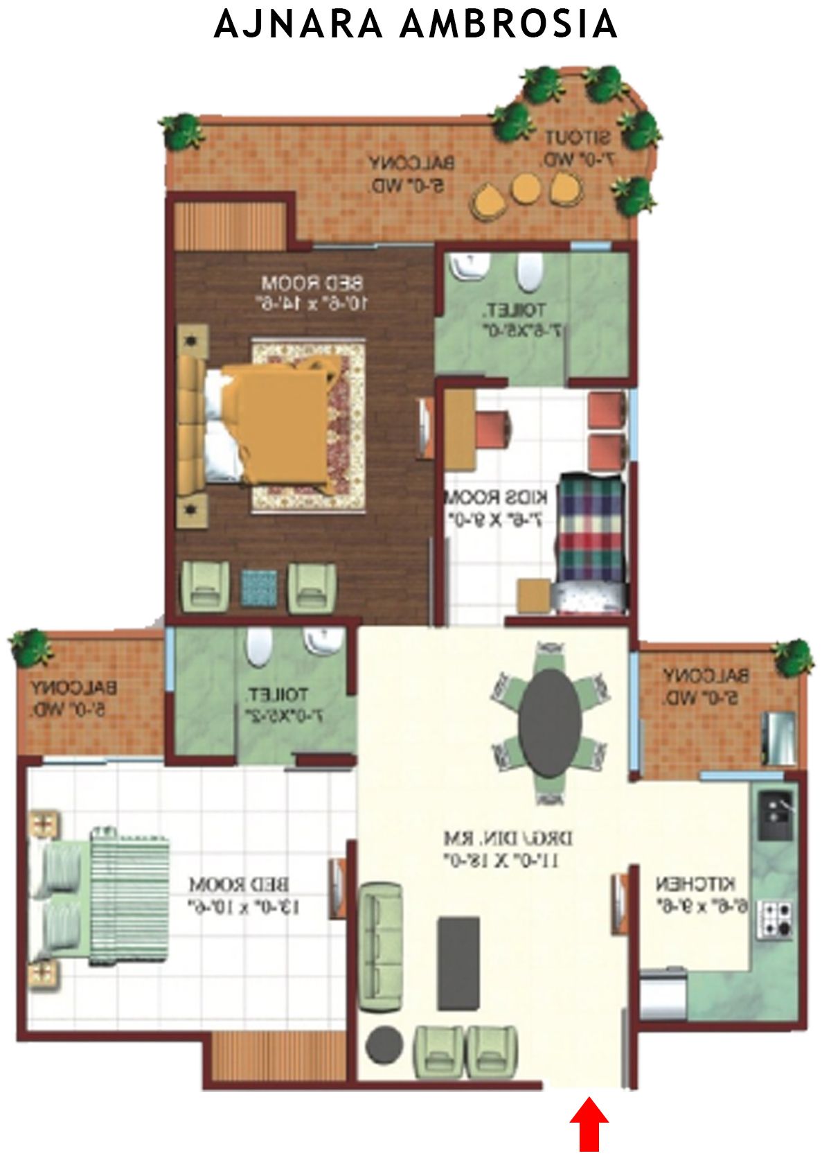 Ajnara Ambrosia Tower H Unit 1 Floor Plan