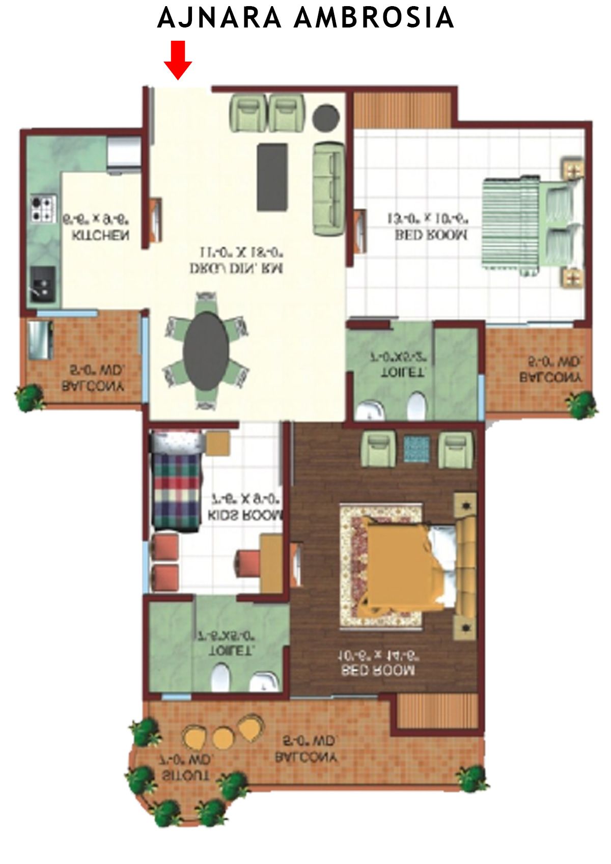 Ajnara Ambrosia Tower H Unit 4 Floor Plan