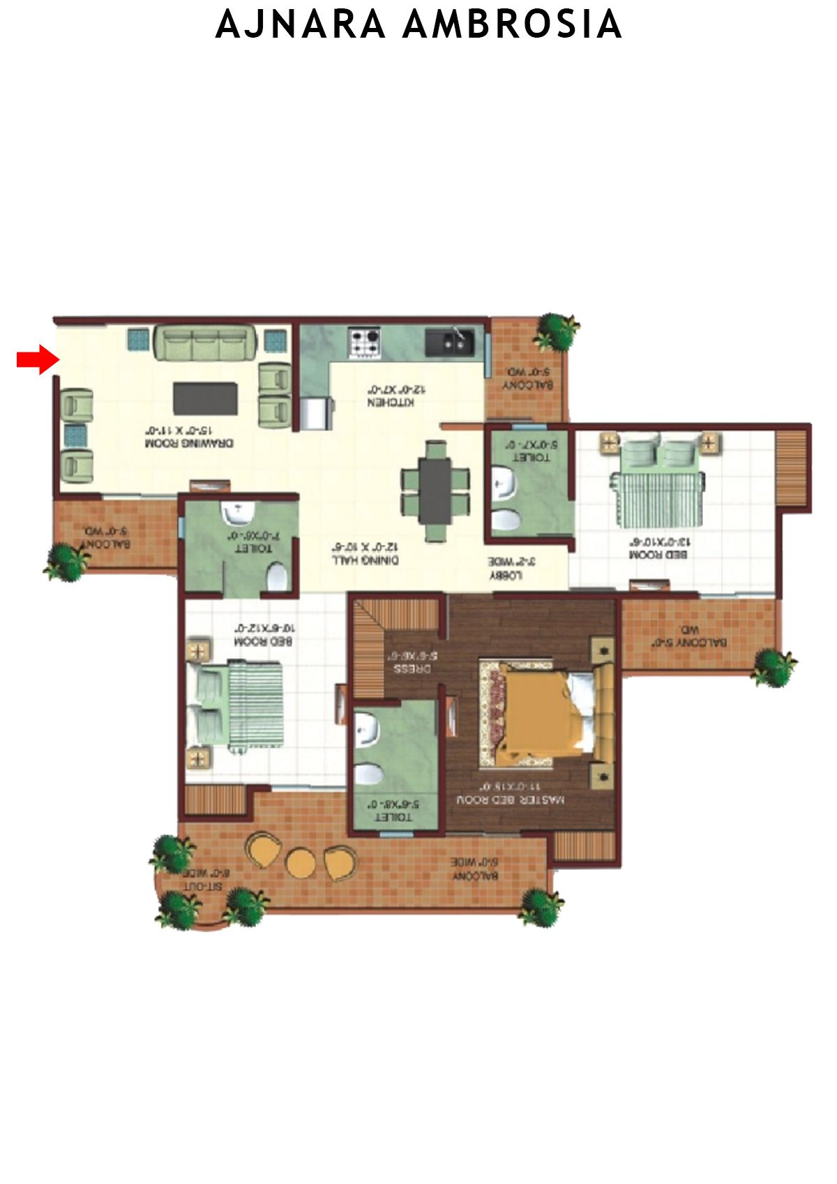 Ajnara Ambrosia Tower J Unit 1 Floor Plan
