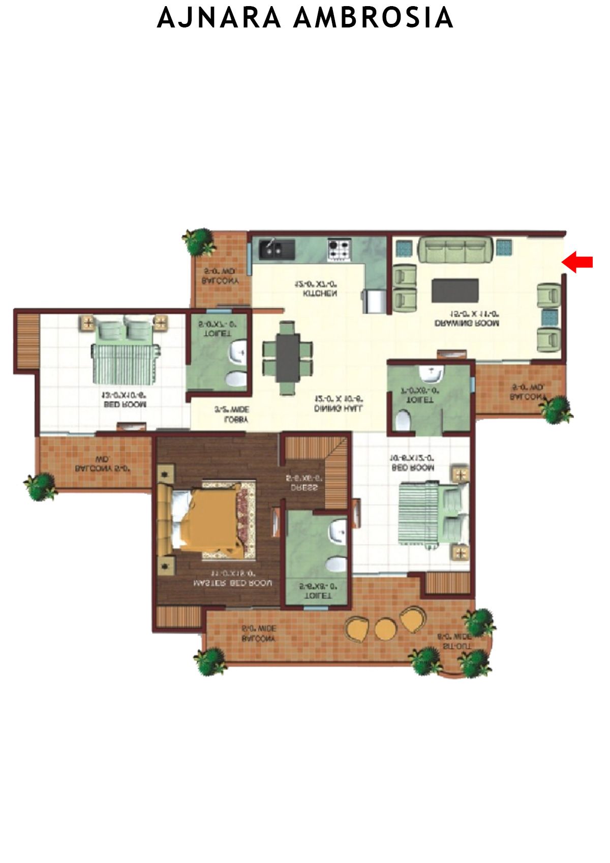 Ajnara Ambrosia Tower J Unit 2 Floor Plan