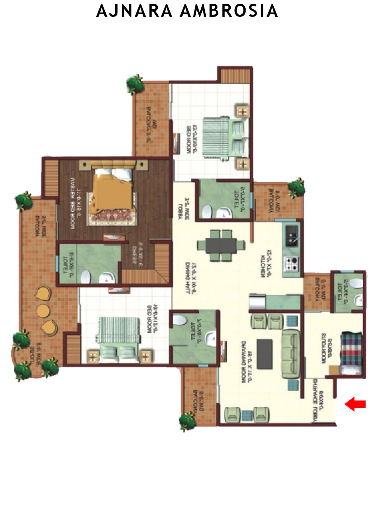 Ajnara Ambrosia Tower J Unit 4 Floor Plan