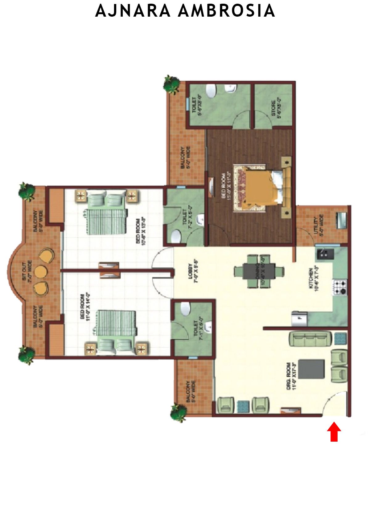 Ajnara Ambrosia Tower J Unit 5 Floor Plan