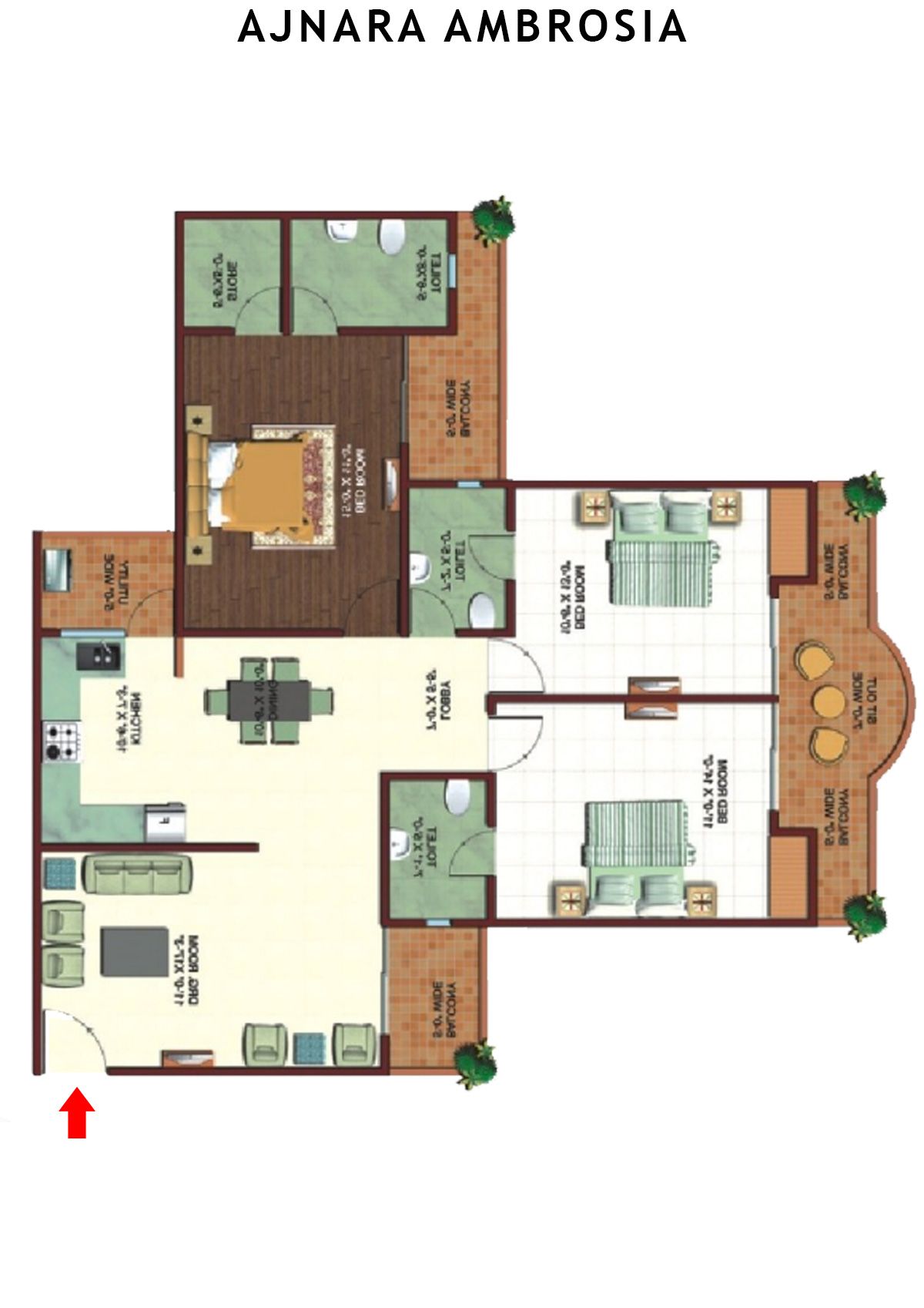 Ajnara Ambrosia Tower J Unit 6 Floor Plan
