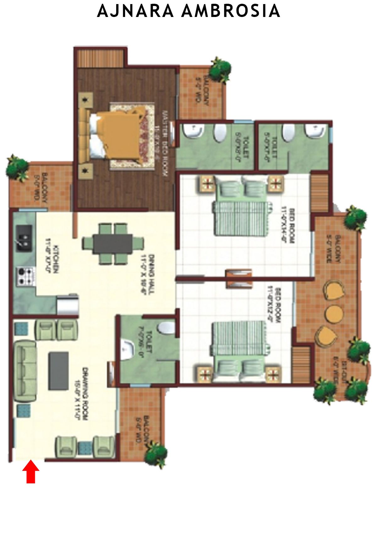 Ajnara Ambrosia Tower K Unit 1 Floor Plan