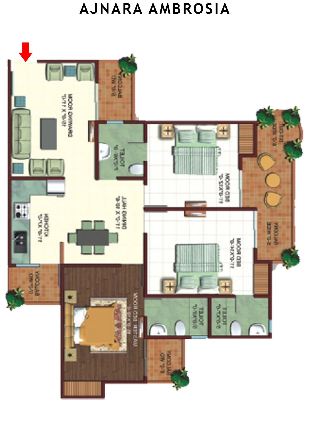 Ajnara Ambrosia Tower K Unit 2 Floor Plan