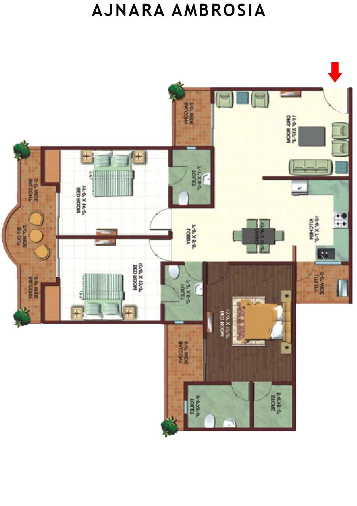 Ajnara Ambrosia Tower K Unit 4 Floor Plan