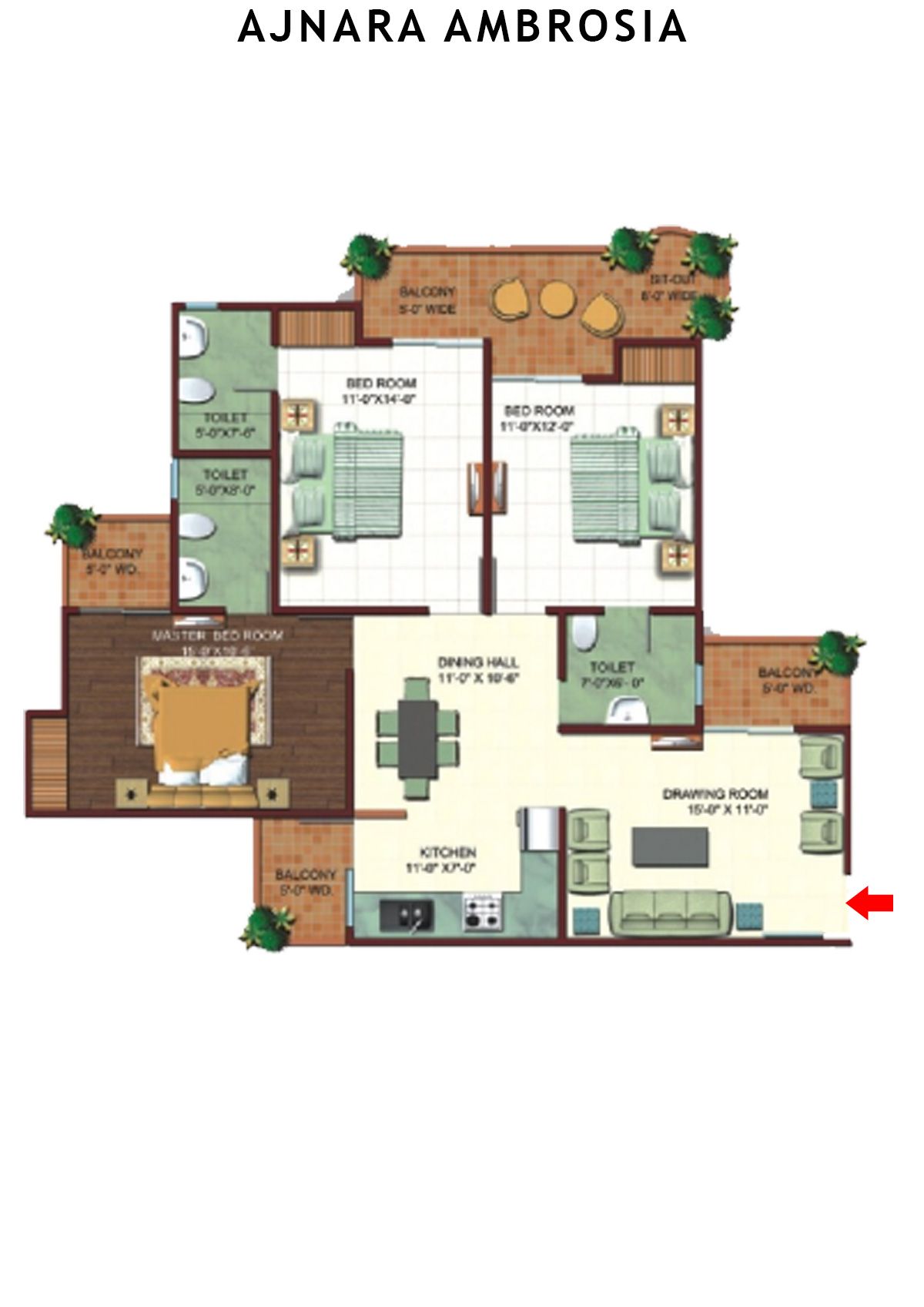Ajnara Ambrosia Tower K Unit 5 Floor Plan