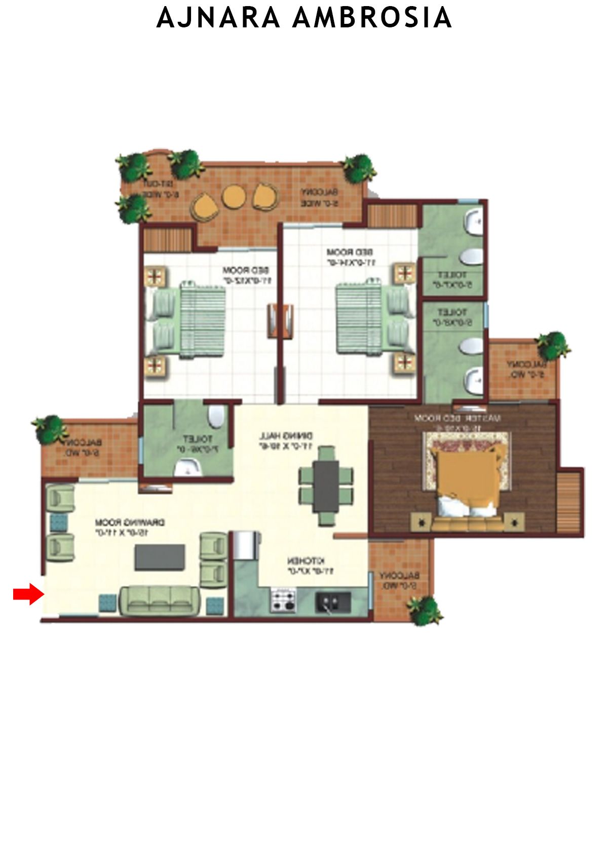 Ajnara Ambrosia Tower K Unit 6 Floor Plan