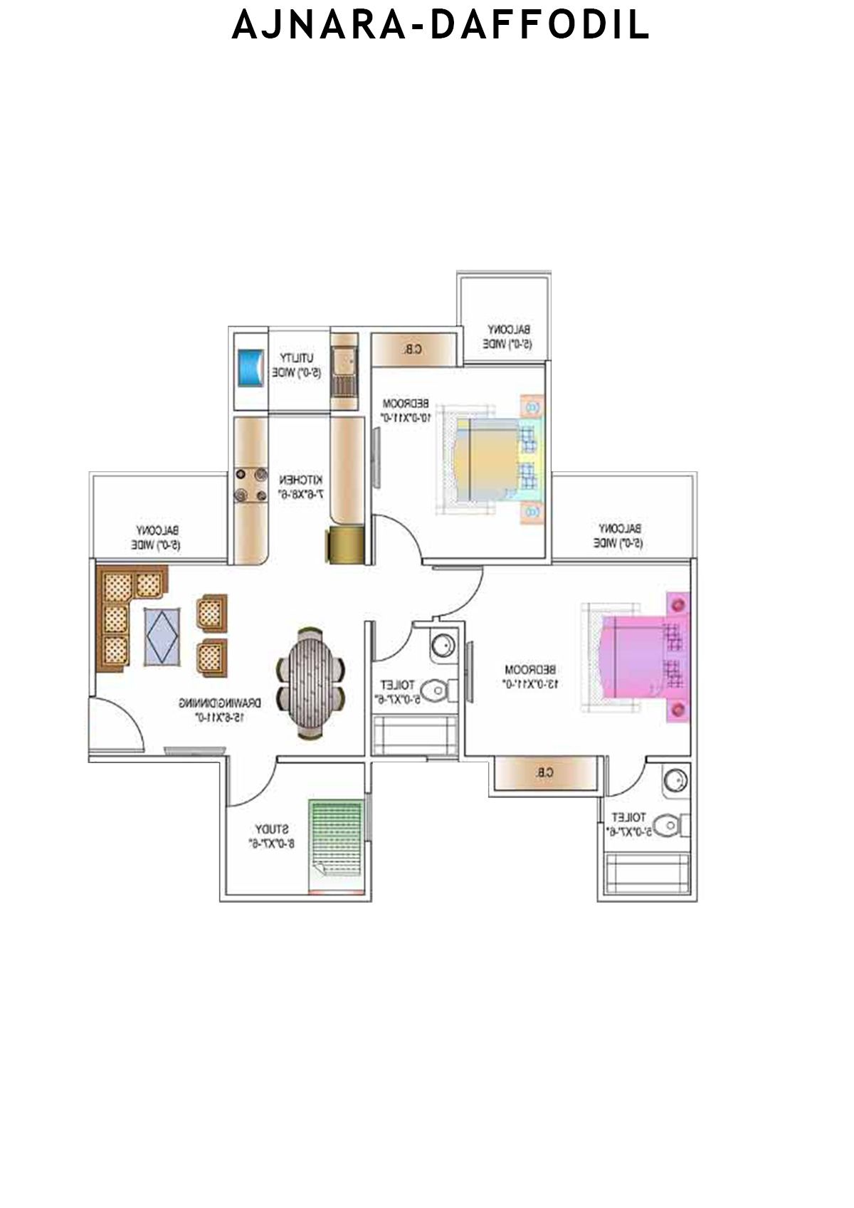 Ajnara Daffodil Tower F Unit 1 Floor Plan