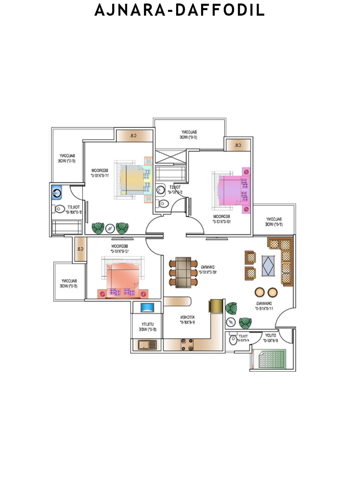 Ajnara Daffodil Tower A Unit 1 Floor Plan