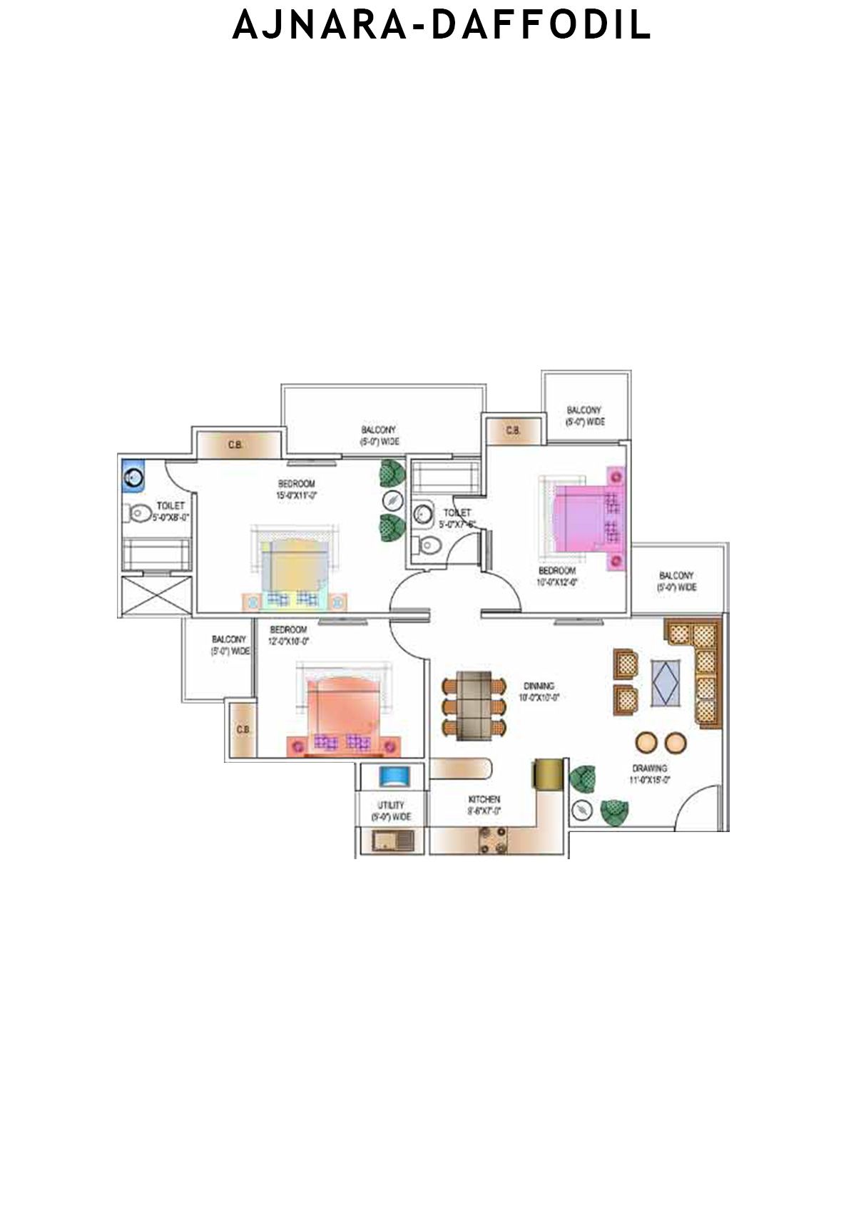 Ajnara Daffodil Tower H Unit 5 Floor Plan