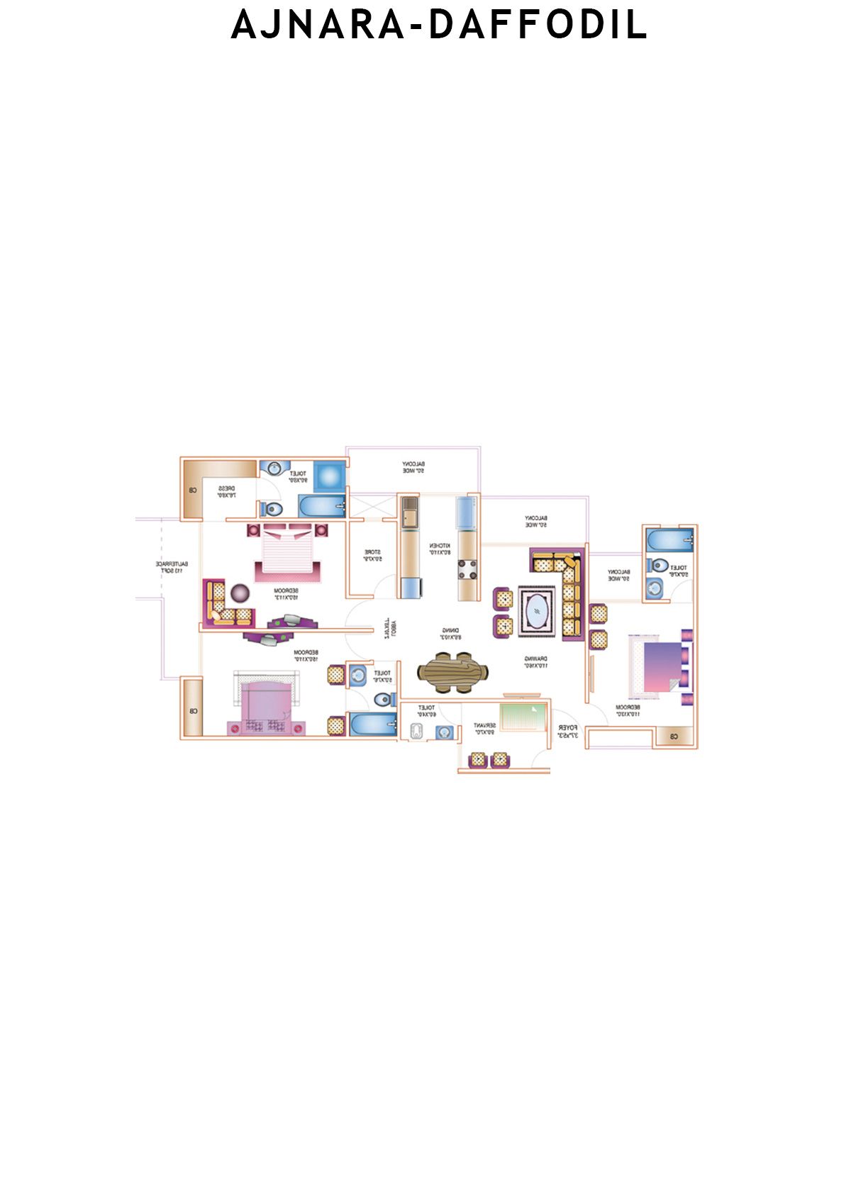 Ajnara Daffodil Tower K Unit 1 Floor Plan