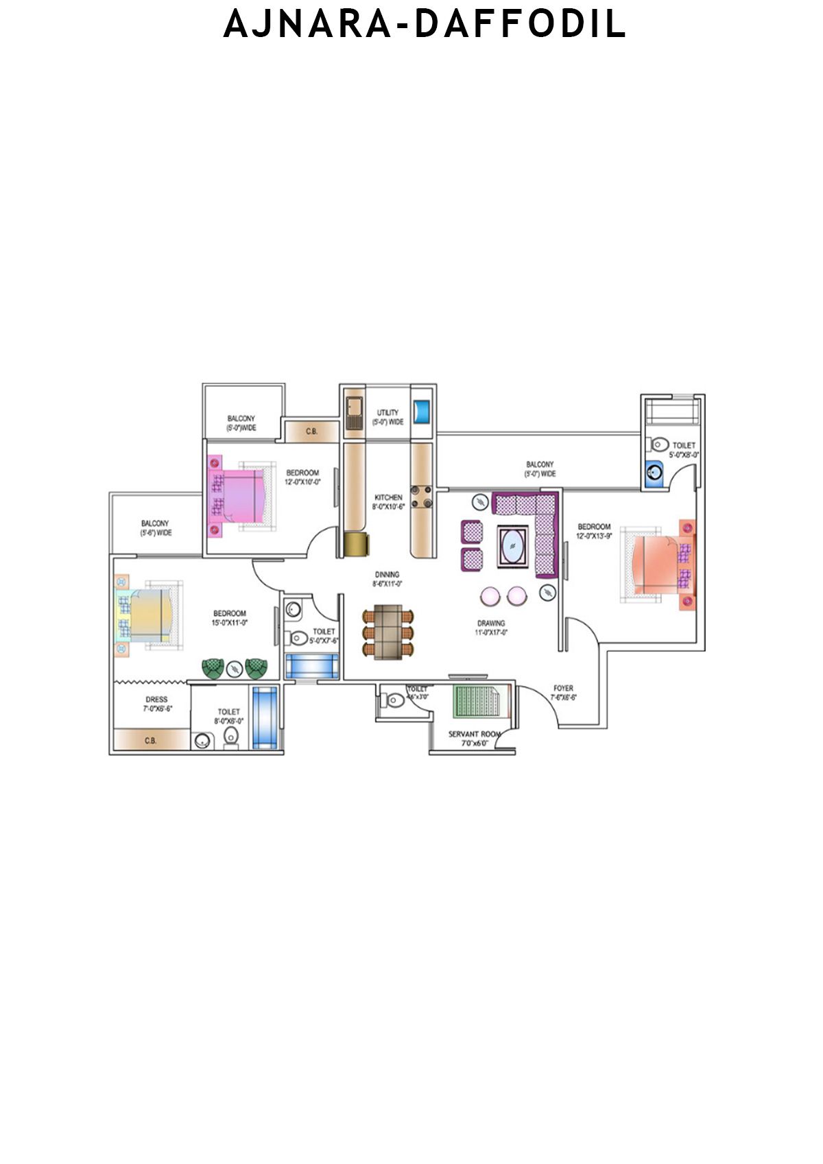 Ajnara Daffodil Tower M Unit 4 Floor Plan