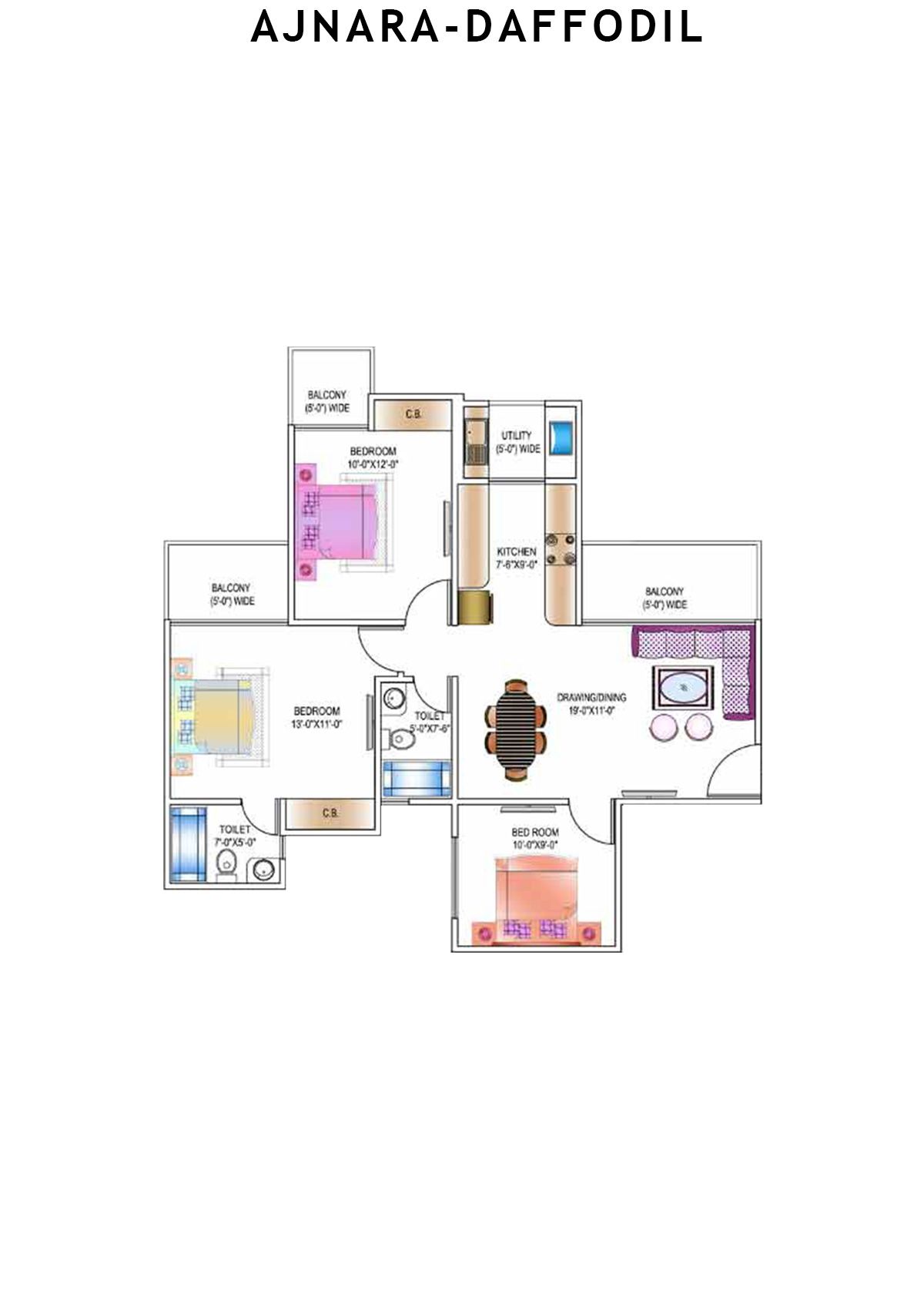 Ajnara Daffodil Tower O Unit 5 Floor Plan