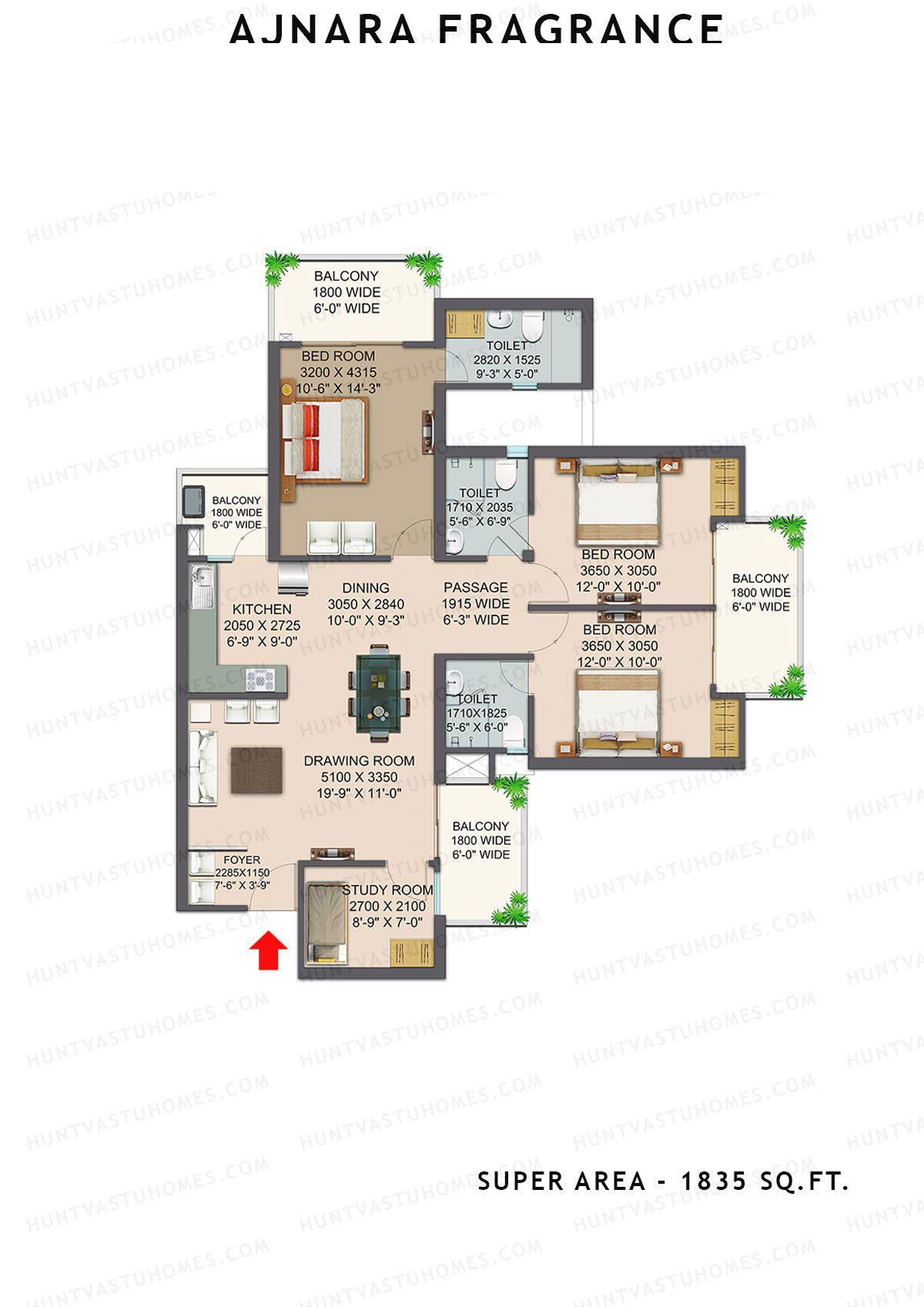 Ajnara Fragrance Tower A Unit 4 Floor Plan